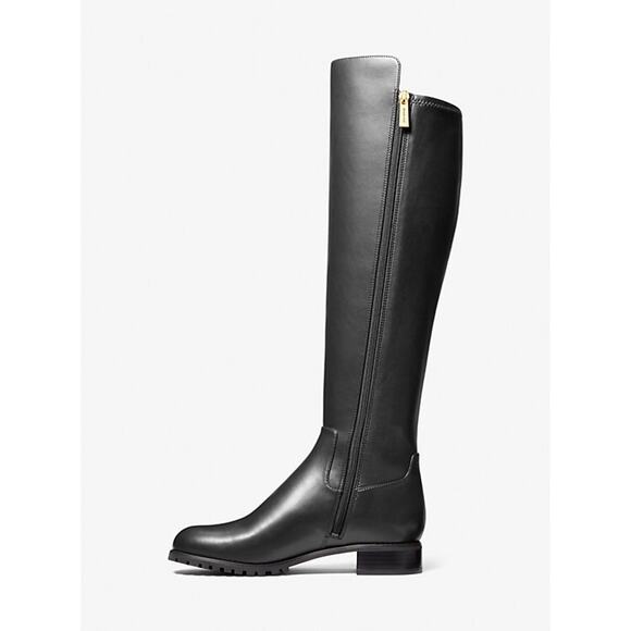 MICHAEL KORS BRIT SMOOTH WIDE KNEE HIGH BOOT NIB FAUX LEATHER BLACK SZ 6.5 WS - Picture 3 of 7